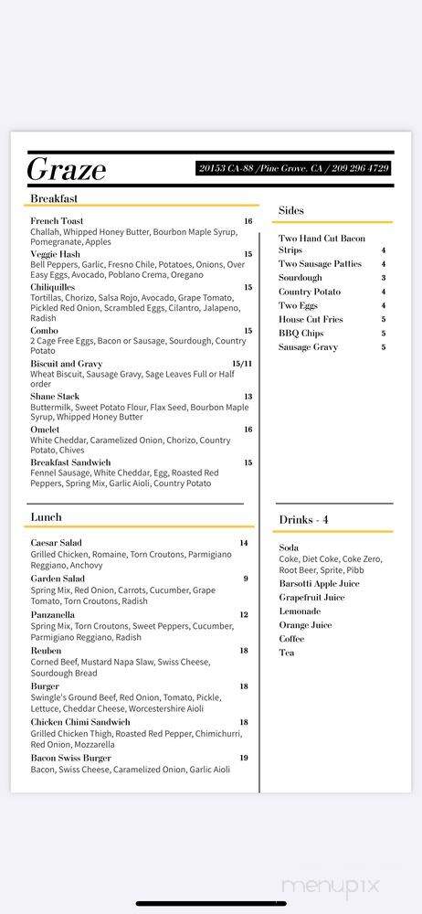 Graze - Pine Grove, CA menu_pic