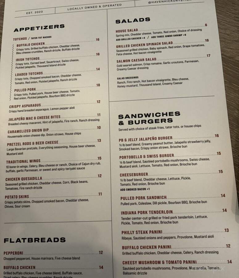The Haven At Hickory Stick - Greenwood, IN menu_pic