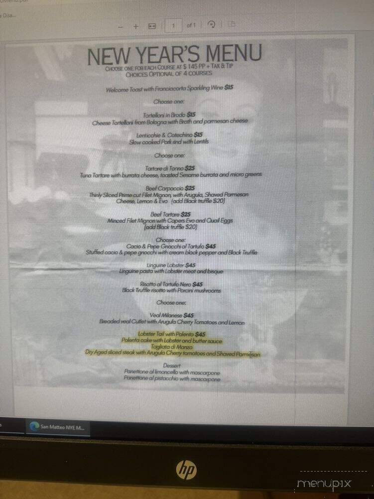 San Matteo Italian Restaurant & Bar - Miromar Lakes, FL menu_pic