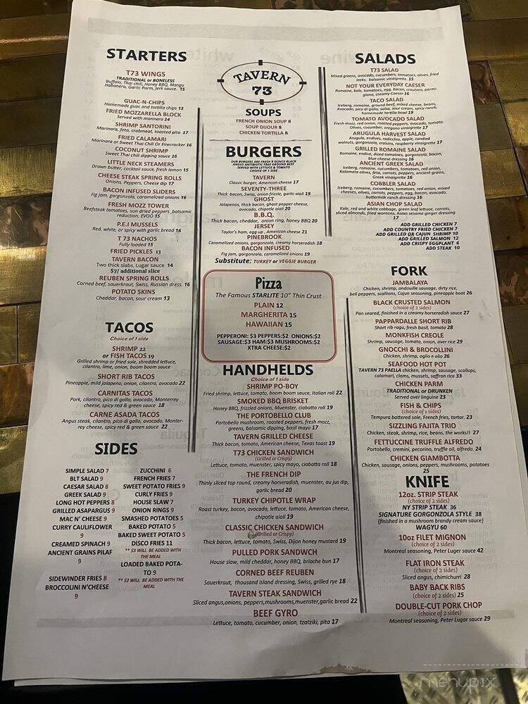 Tavern 73 - Pine Brook, NJ menu_pic