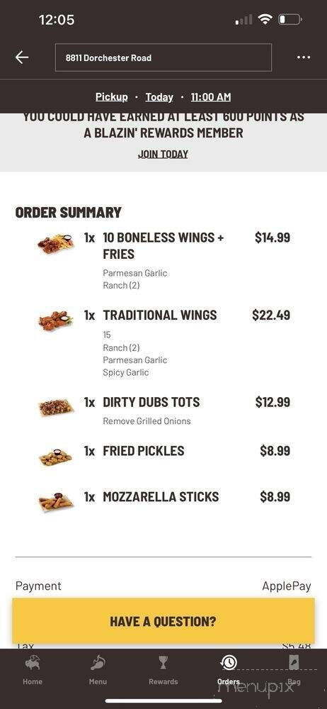 Buffalo Wild Wings - North Charleston, SC menu_pic