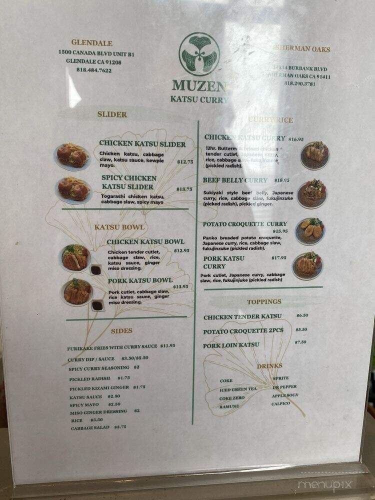 Muzen Katsu Curry - Glendale, CA menu_pic