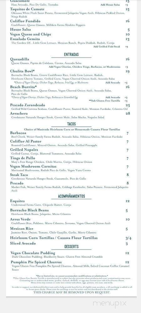 Chulita - Los Angeles, CA menu_pic