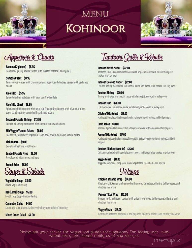 Kohinoor Indian Cuisine - Benicia, CA menu_pic