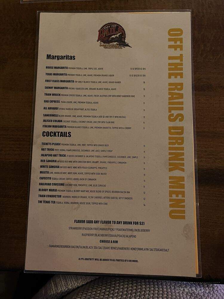 Off the Rails Mexican Cantina - Buford, GA menu_pic