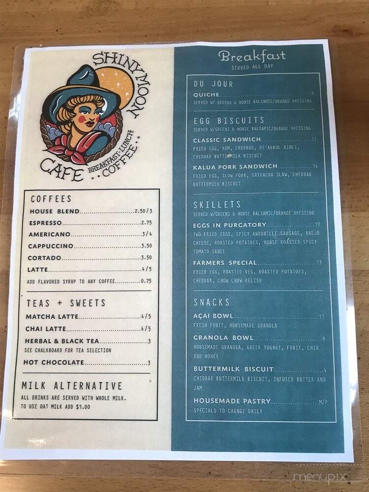 Shiny Moon Cafe - Fish Creek, WI menu_pic