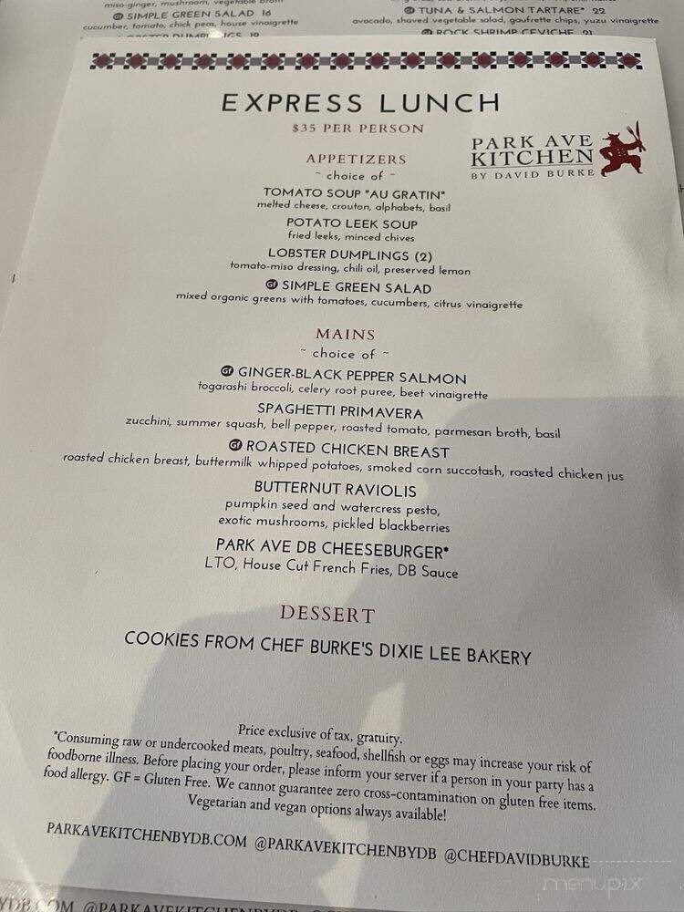 Park Ave Kitchen by David Burke - New York, NY menu_pic