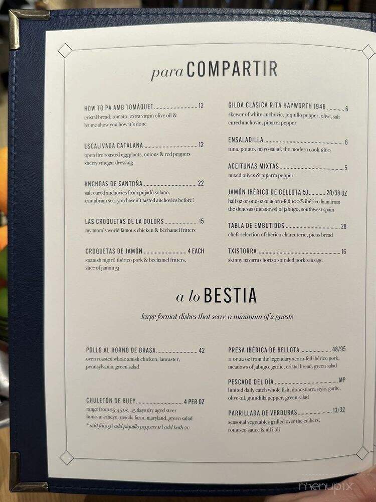 Casa Teresa - Washington, DC menu_pic