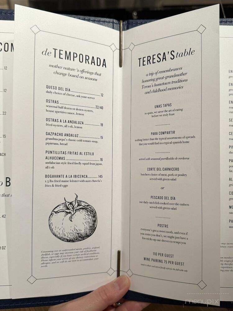 Casa Teresa - Washington, DC menu_pic