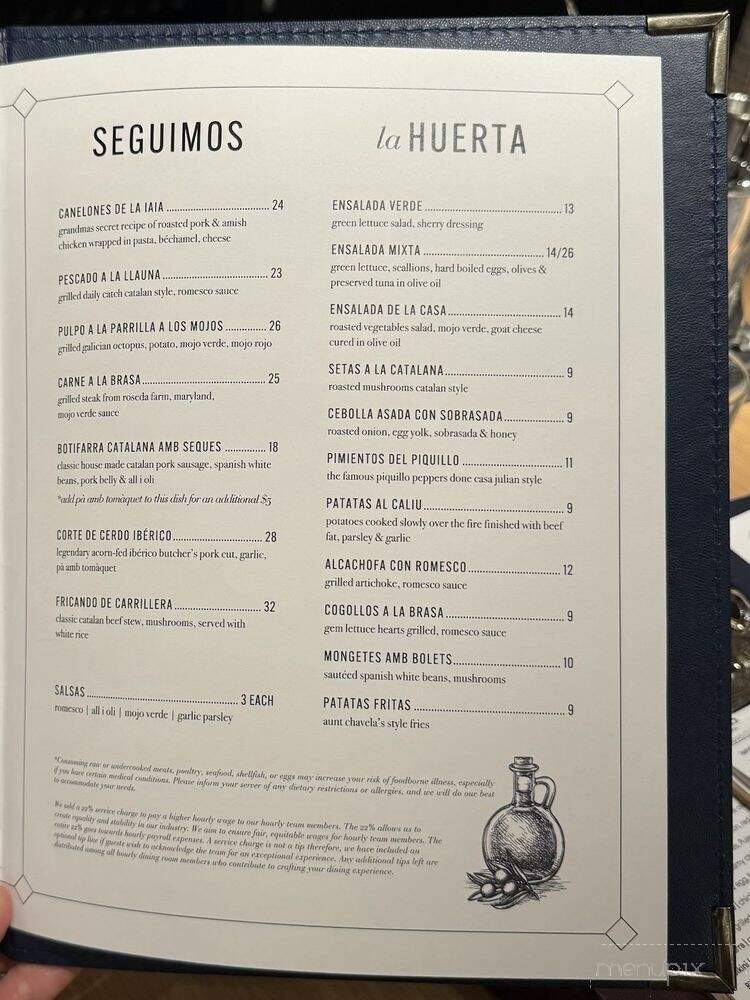 Casa Teresa - Washington, DC menu_pic