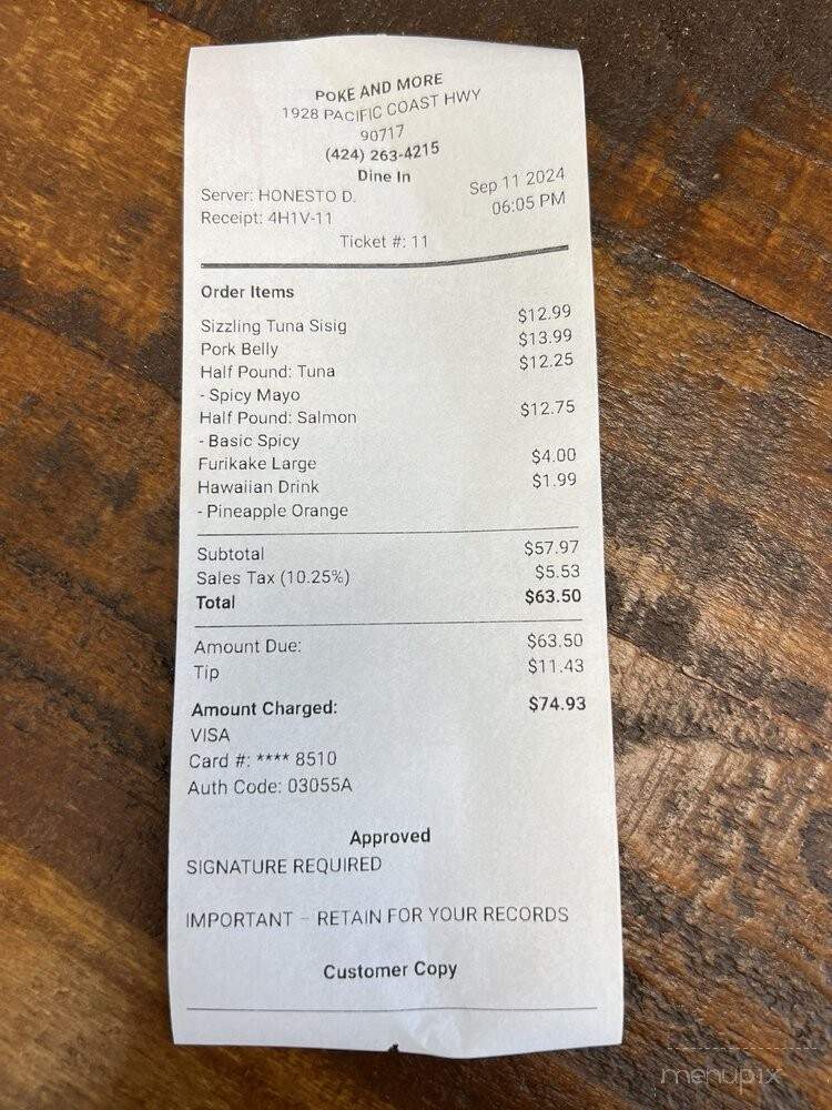 Poke & More - Lomita, CA menu_pic