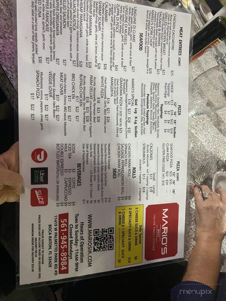 Mario's West - Boca Raton, FL menu_pic