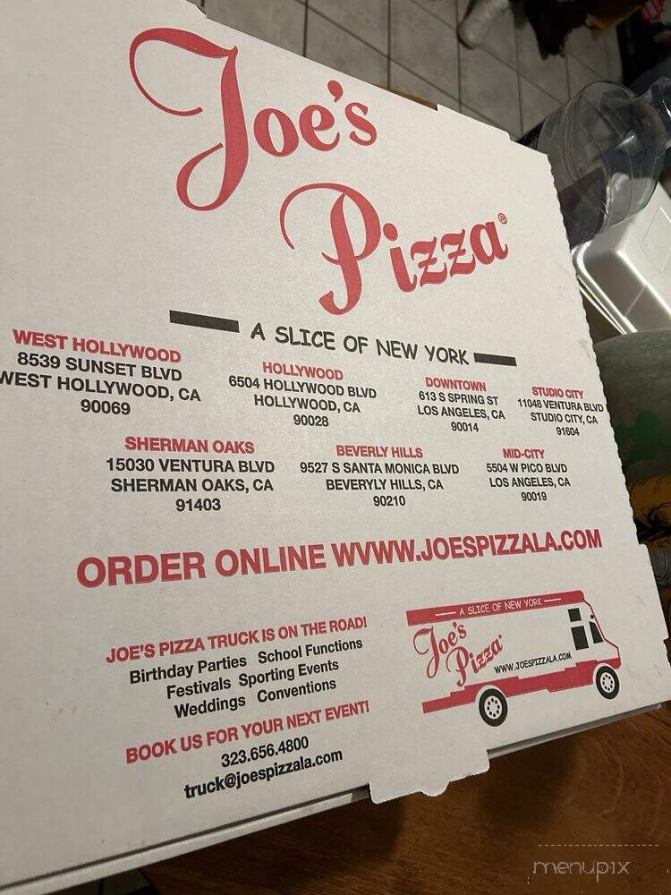 Joe's Pizza Studio - Los Angeles, CA menu_pic
