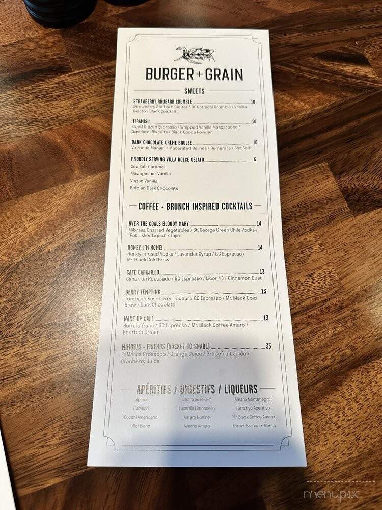 Burger + Grain - Nashville, TN menu_pic