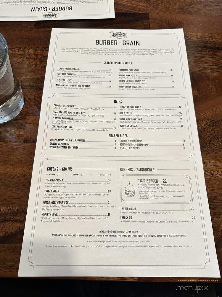 Burger + Grain - Nashville, TN menu_pic