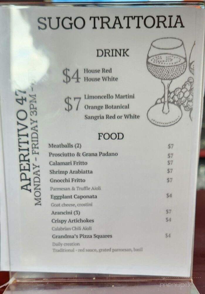 Sugo Trattoria - Farmington, CT menu_pic
