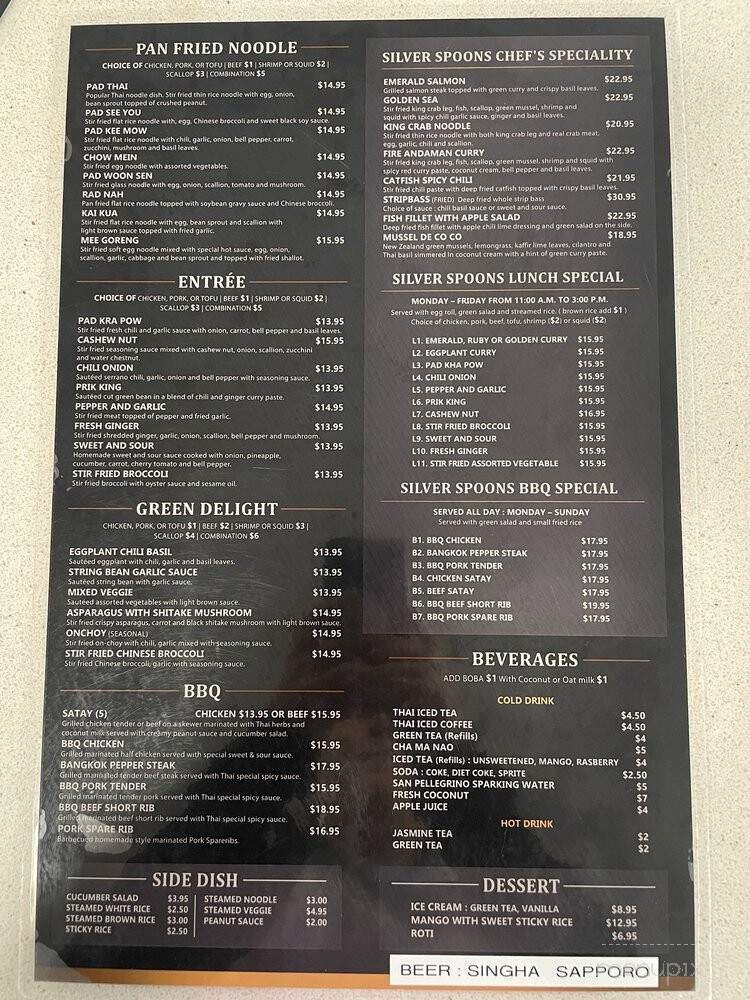 Silver Spoons Thai BBQ House - Diamond Bar, CA menu_pic