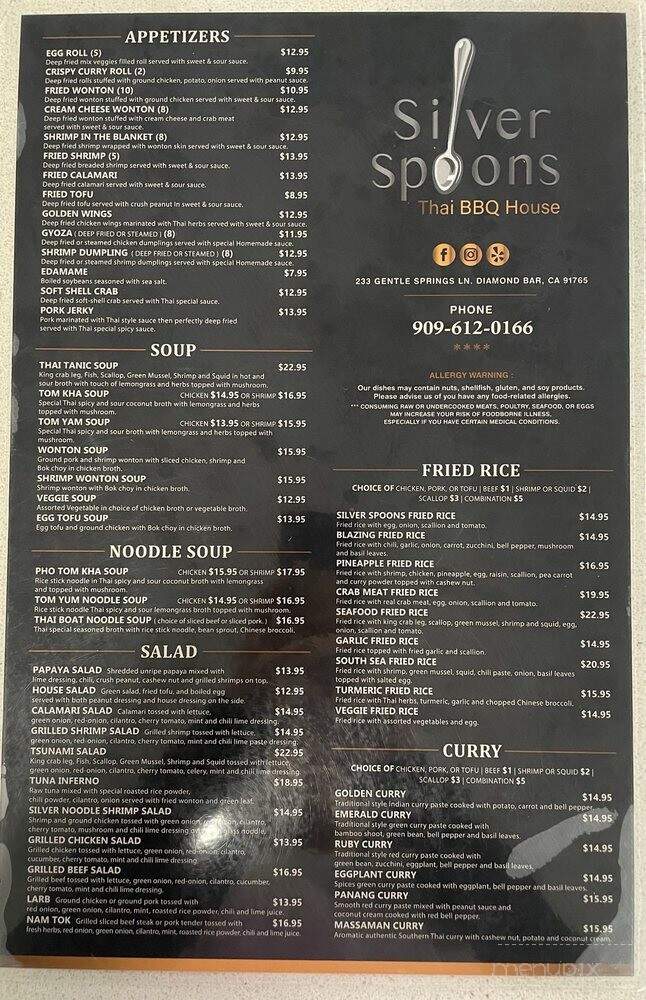 Silver Spoons Thai BBQ House - Diamond Bar, CA menu_pic