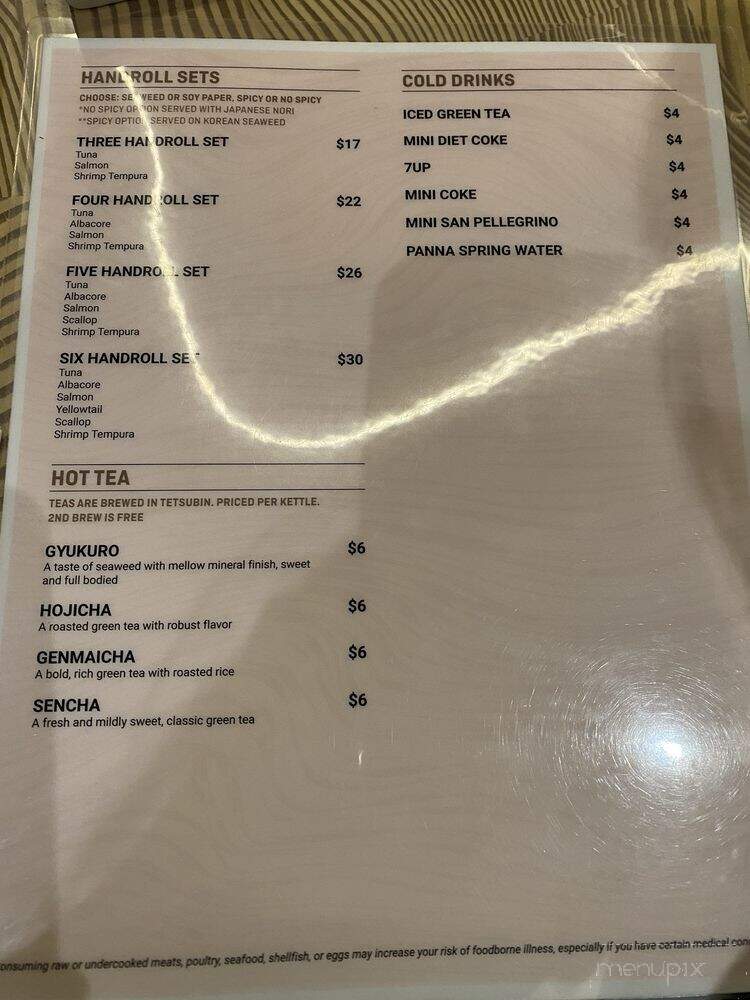 Yunomi Handroll - Culver City, CA menu_pic