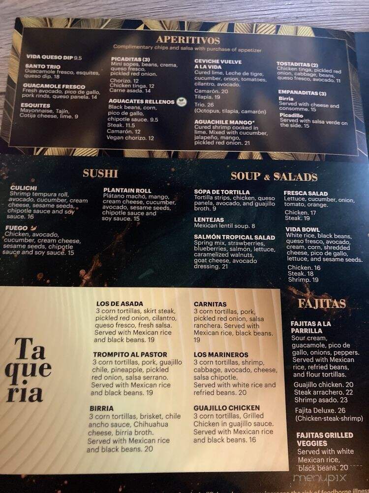 VIDA Cocina & Tequila - Altamonte Springs, FL menu_pic