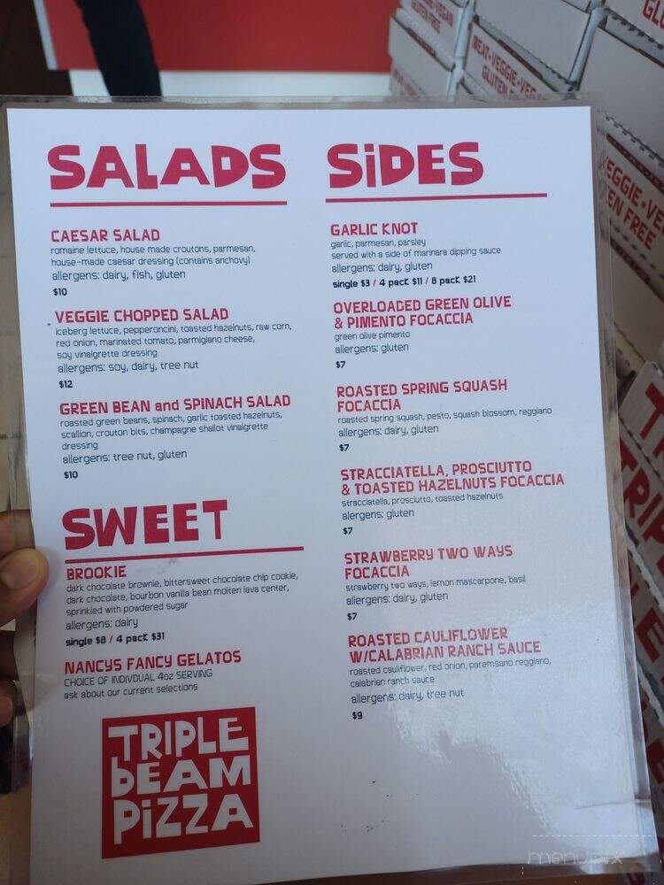 Triple Beam Pizza - Glendora, CA menu_pic