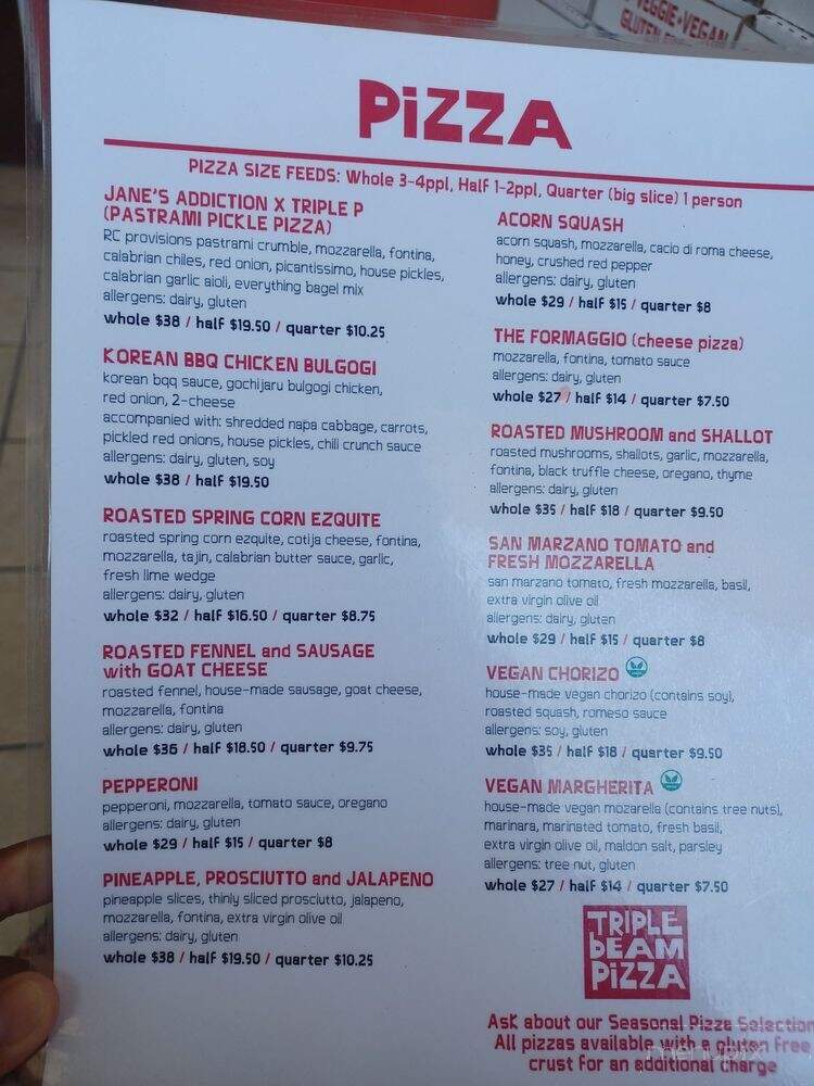 Triple Beam Pizza - Glendora, CA menu_pic