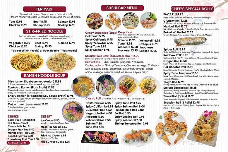 Sakura Japanese Restaurant - Benbrook, TX menu_pic