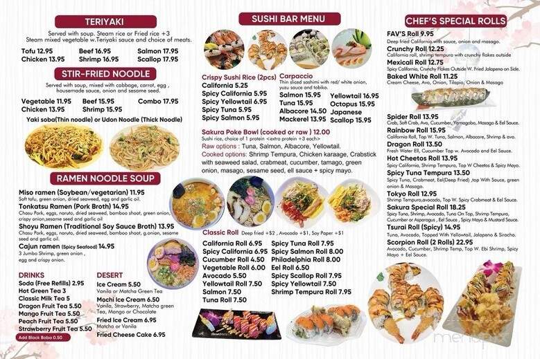 Sakura Japanese Restaurant - Benbrook, TX menu_pic