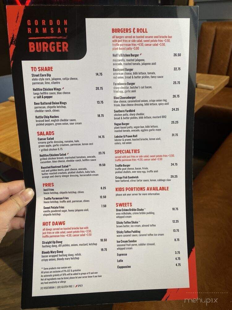 Gordon Ramsay Burger - Coquitlam, BC menu_pic