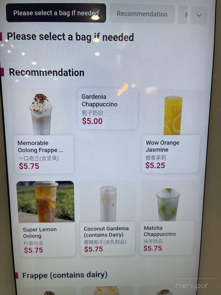 Wow Tea Drink - Cupertino, CA menu_pic
