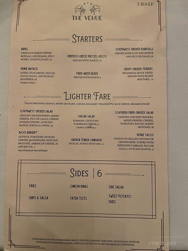 The Venue - Columbia, SC menu_pic