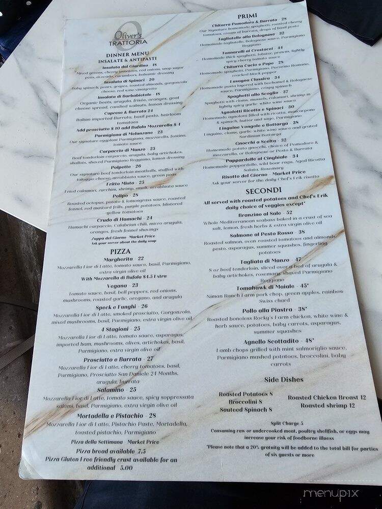 Oliver's Trattoria - Irvine, CA menu_pic