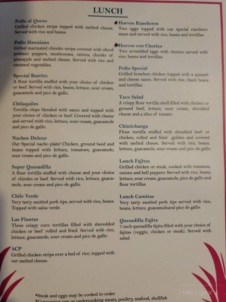 Casa del Tequila - Charlotte, NC menu_pic