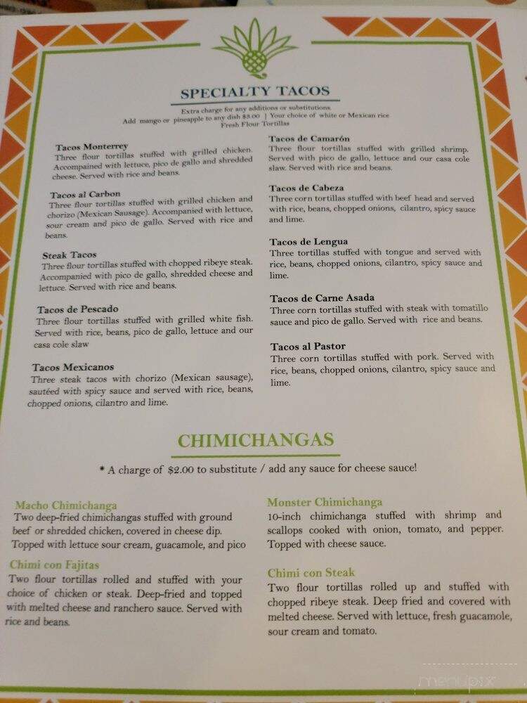 Casa del Tequila - Charlotte, NC menu_pic