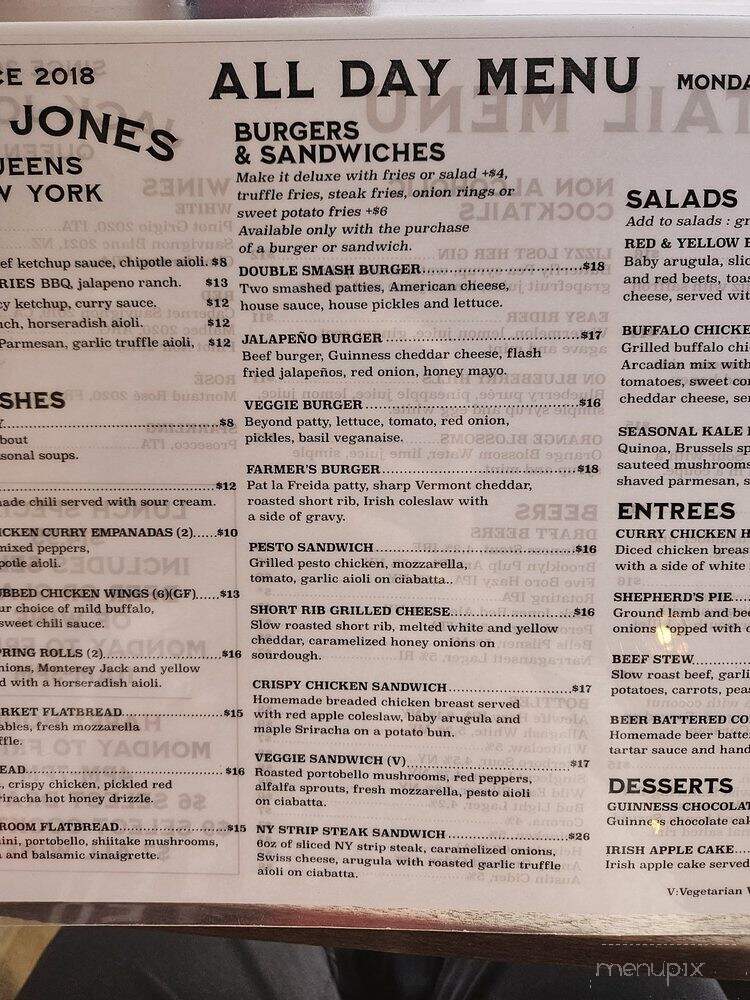Jack Jones Bar - Astoria, NY menu_pic