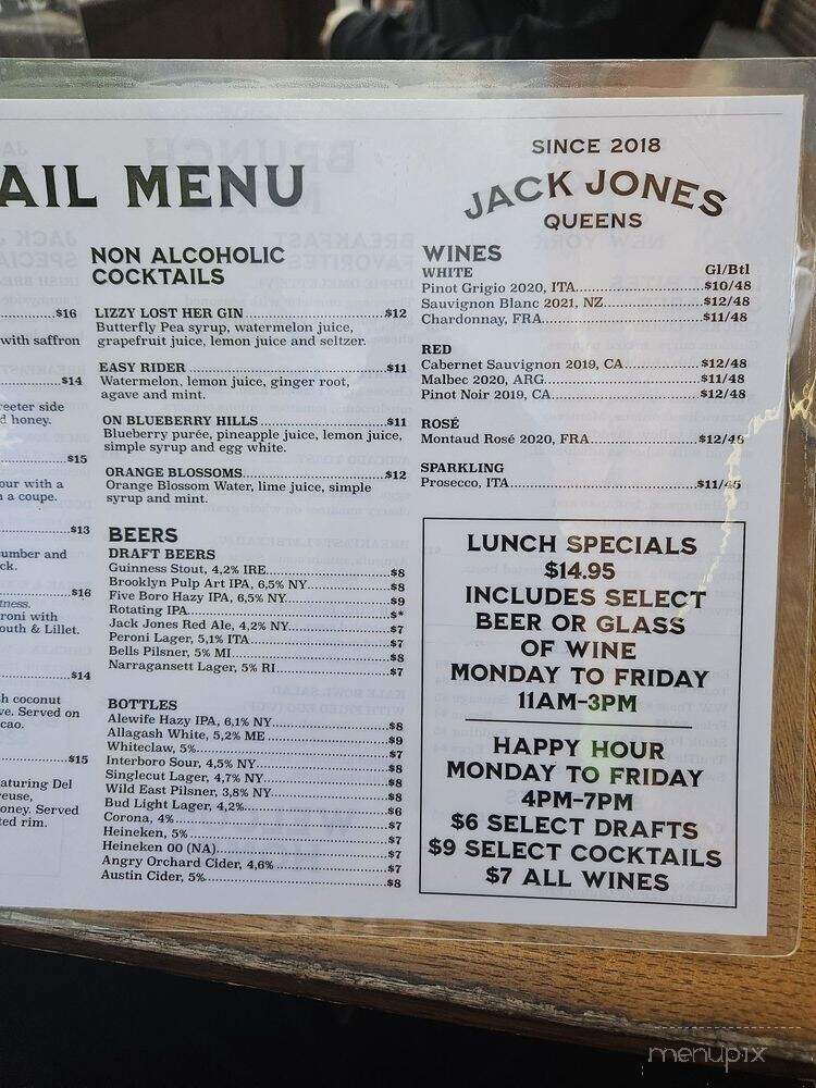 Jack Jones Bar - Astoria, NY menu_pic