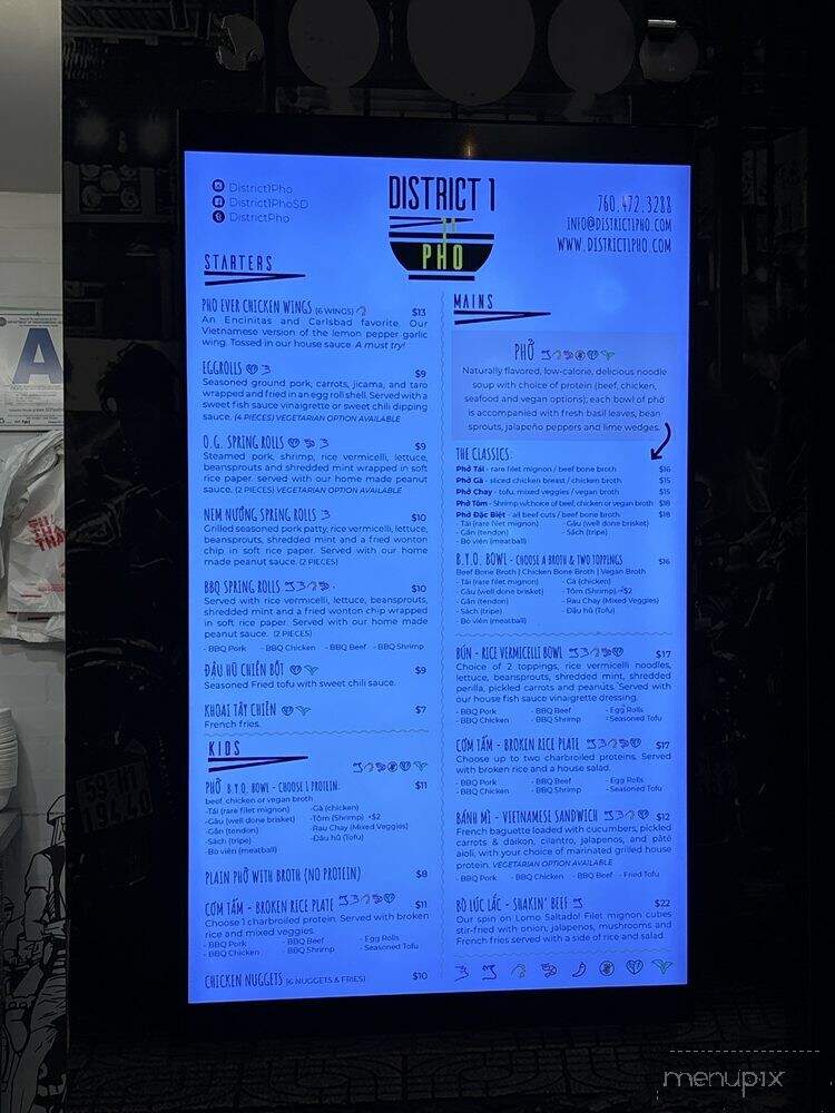 District 1 Pho - Carlsbad, CA menu_pic