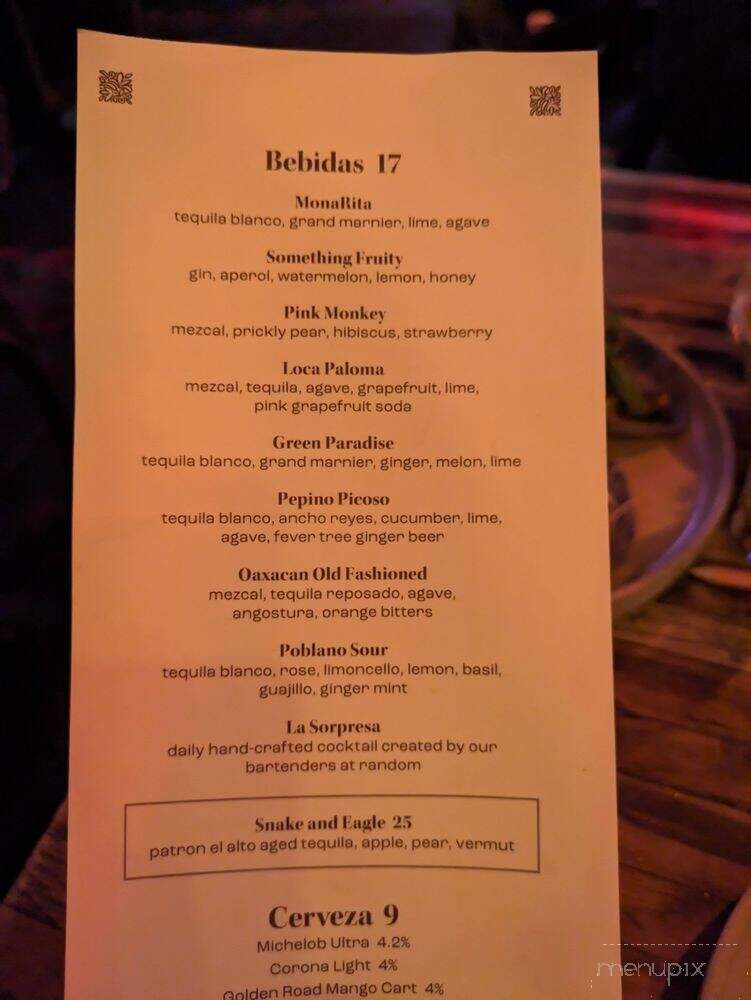 La Mona Rosa - Las Vegas, NV menu_pic