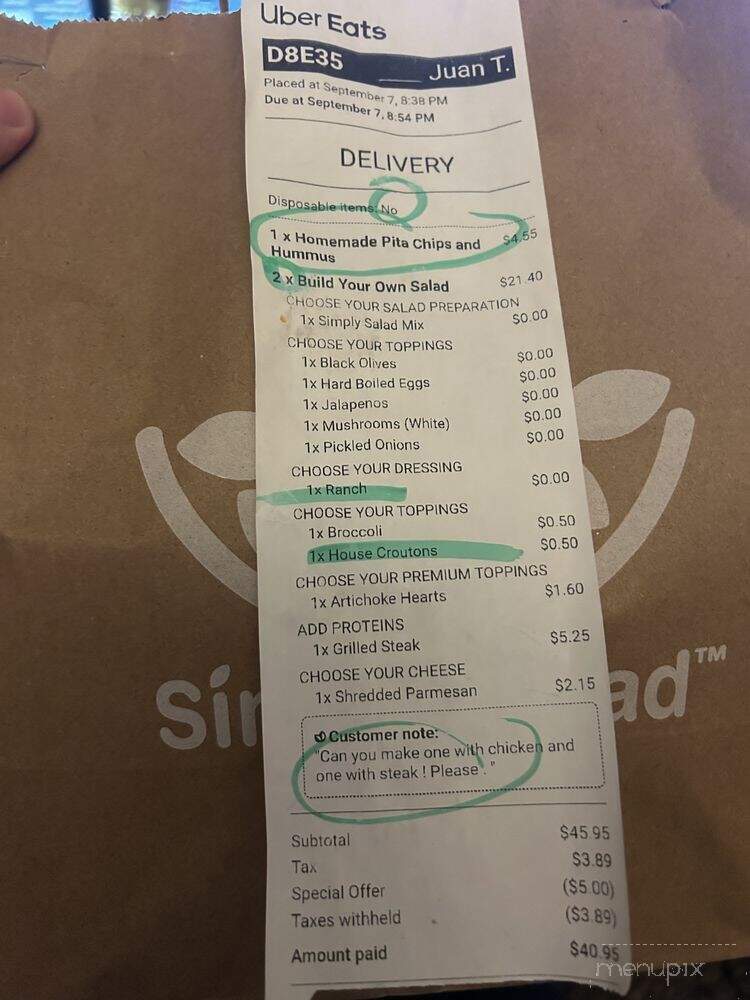 Simply Salad - Torrance, CA menu_pic