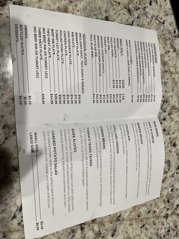 HUG BBQ - Lancaster, TX menu_pic