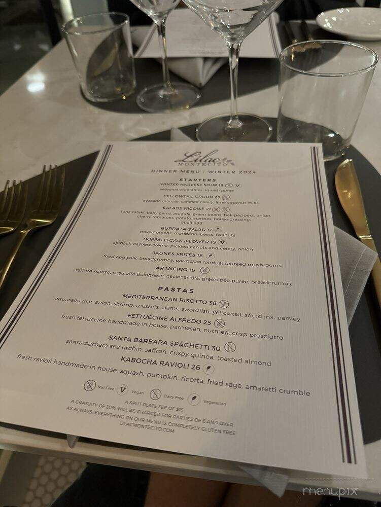 Lilac Montecito - Montecito, CA menu_pic