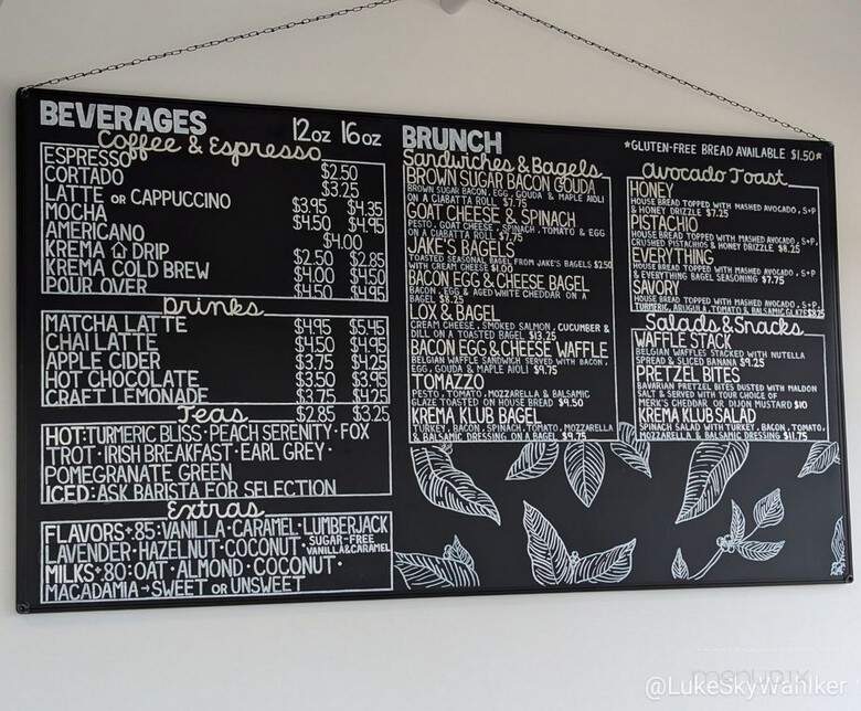 Krema Coffee House - North Aurora, IL menu_pic