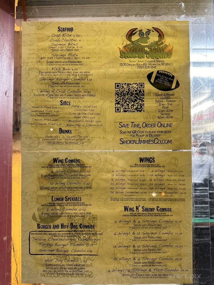 Smokin' Jimmies Chicken & Seafood - Wilmington, NC menu_pic