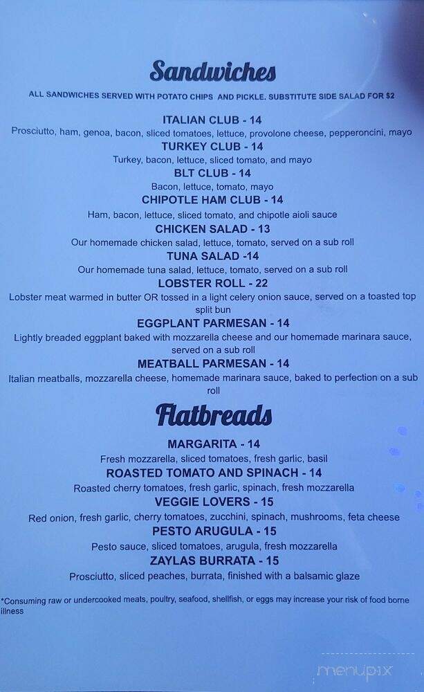 Zayla's Bar & Bistro - Bozrah, CT menu_pic