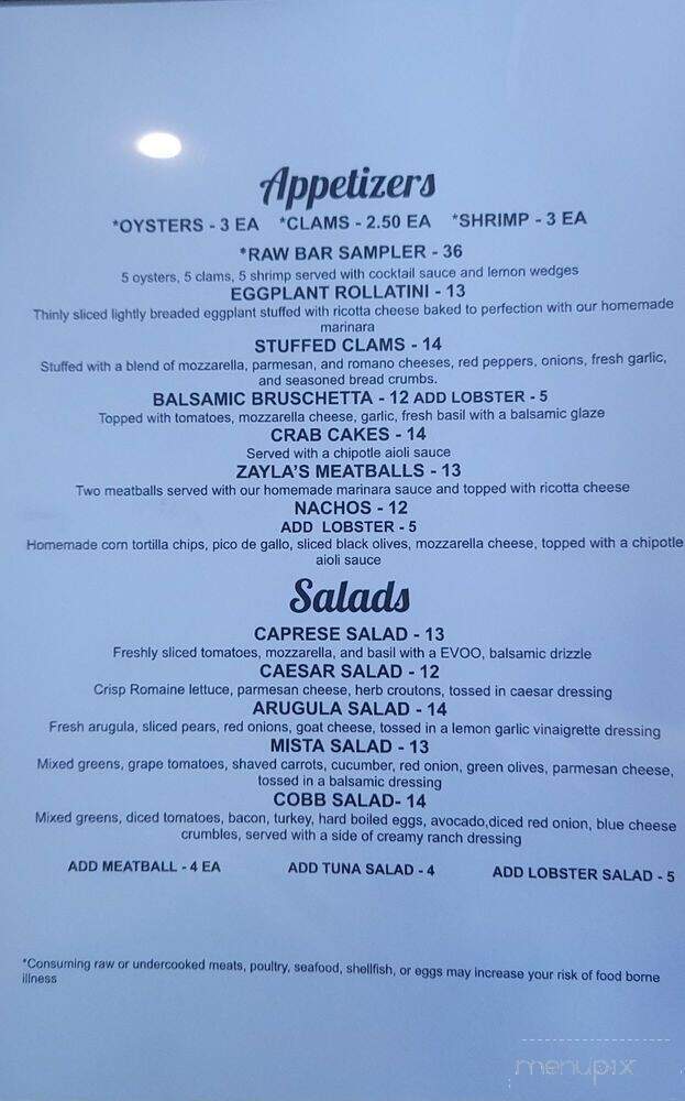 Zayla's Bar & Bistro - Bozrah, CT menu_pic
