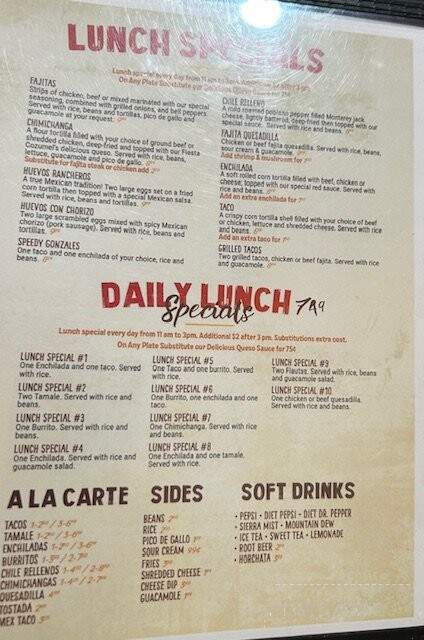 Fiesta Cozmel - Stroud, OK menu_pic