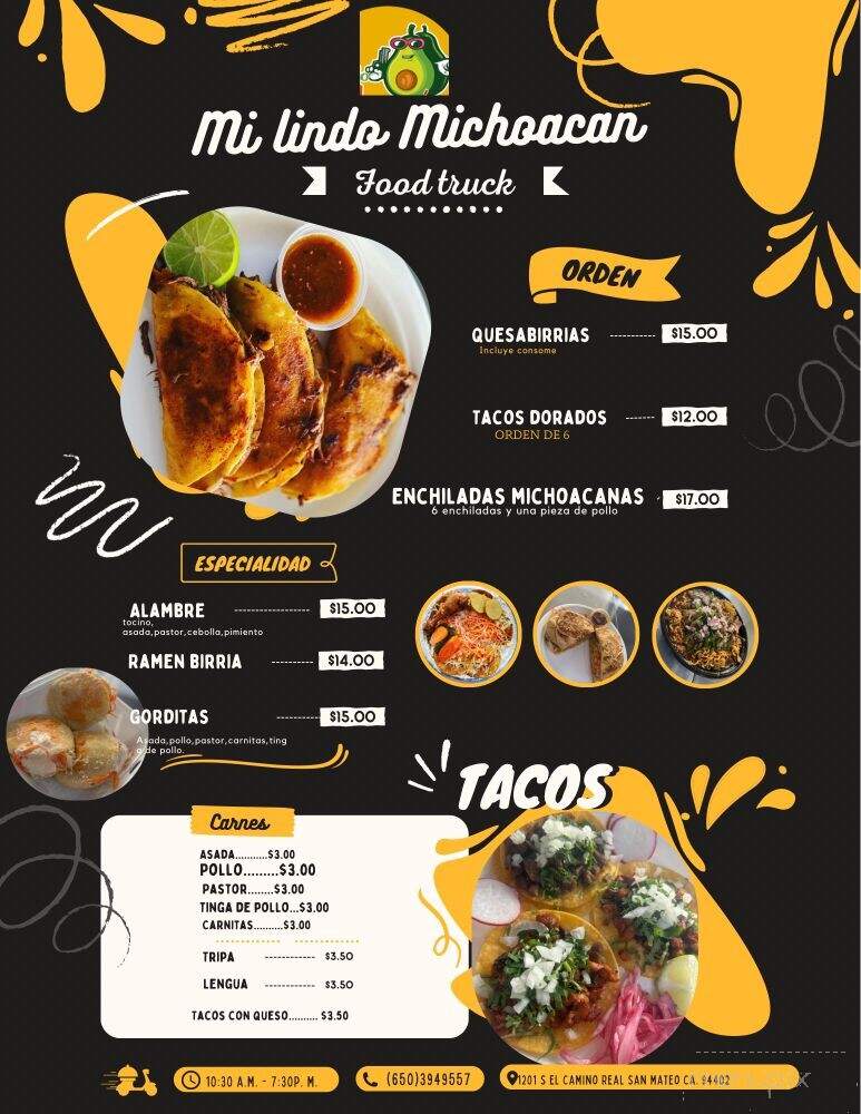 Mi Lindo Michoacan - San Mateo, CA menu_pic