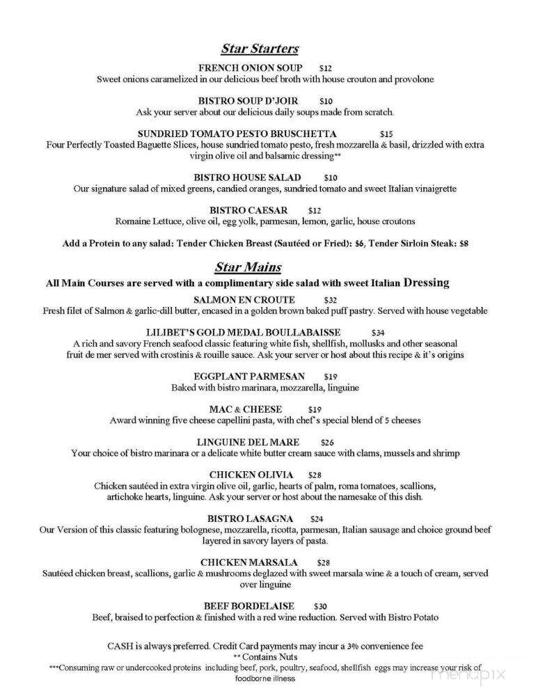Star Bistro - Cornville, AZ menu_pic