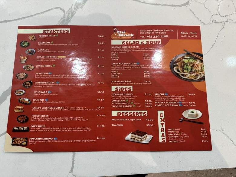 Chi Maek - Coon Rapids, MN menu_pic
