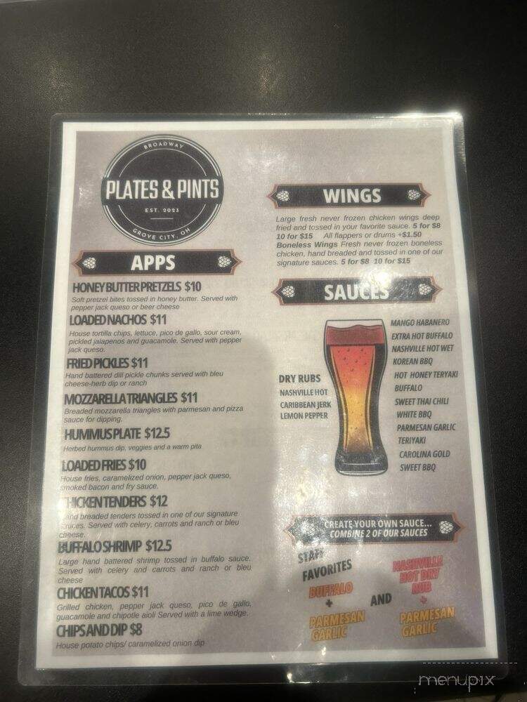 Broadway Plates and Pints - Grove City, OH menu_pic